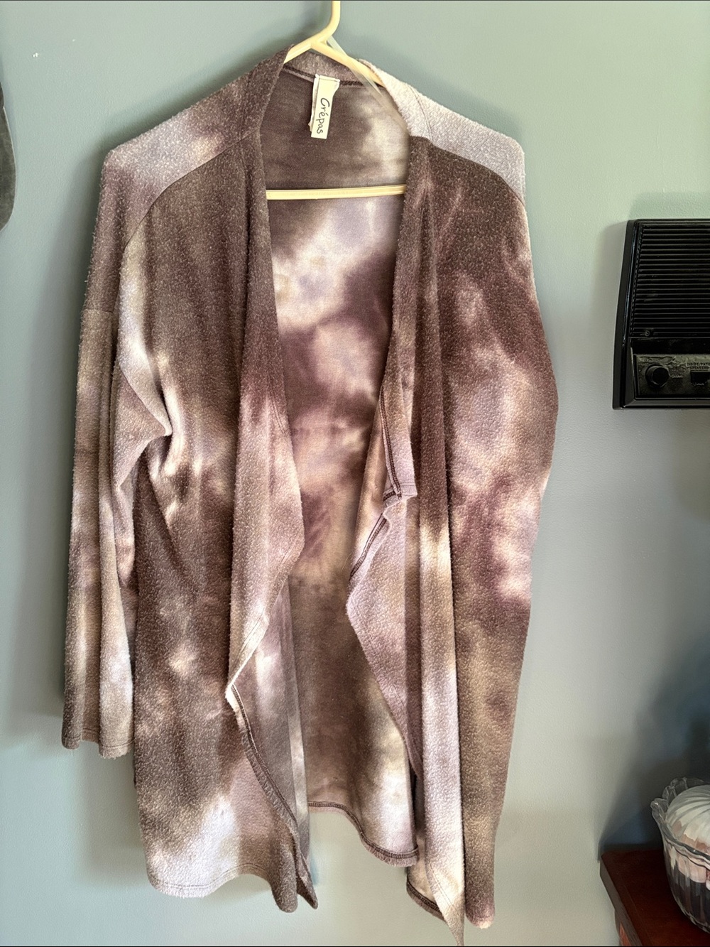 Cozy Open-Front Tie-Dye Cardigan Sweater - Brown